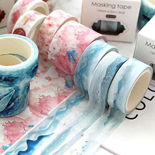 YUBBAEX Cute Printed Washi Tape 3 Rolls Japanese-Style Masking Tape Set Decorative for Arts, DIY Crafts, Journal Supplies, Planners, Scrapbook, Card/Gift Wrapping (Cherry Blossoms (Wide))