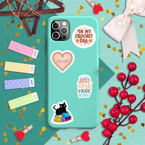 100Pcs Crochet Stickers for Water Bottle, Laptop - Knitting Stickers Vinyl Waterproof - Crochet Gifts for Crocheters - Gift for Women & Men