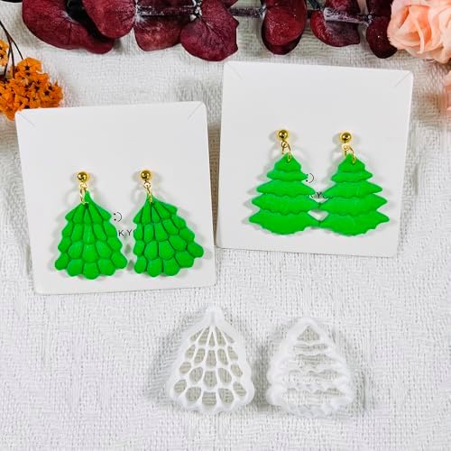Xaekicr Christmas Tree Polymer Clay Cutters – 3 Style Clay Cutters for Holiday Earrings, Christmas Clay Tools for Polymer Clay Jewelry and Crafts