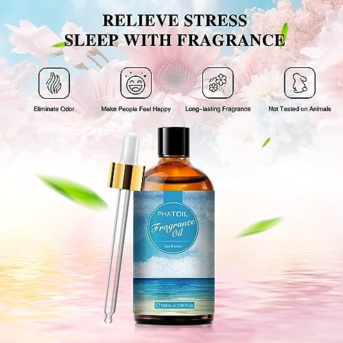 PHATOIL Sea Breeze Fragrance Oil for Diffuser Aromatherapy 3.38FL.OZ | Long Lasting Scented Oils For Humidifier, Air Freshener, DIY Soap Candle, Scent Project Making, Aroma Oil for Home Freshening