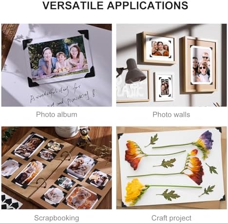 CHIALLCO Acid Free Photo Corners Self-Adhesive, 120 Pcs Premium Photo Corners for Scrapbooking, Black Photo Picture Mounting Corners for Photo Album, DIY Scrapbook Stickers, Memory Books, Diary