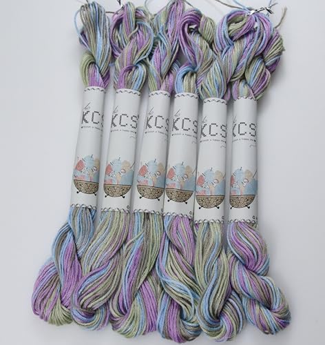 KCS Big skeins of 25 Meters Size 25 Color Variegated Cross Stitch Stranded Threads,6 skeins,4523