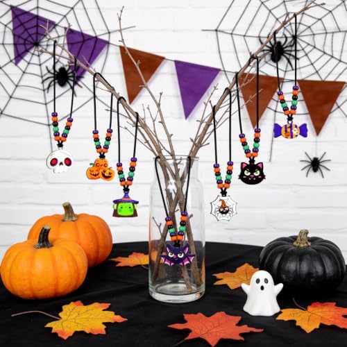YGEINIT 24 Set Halloween Crafts Bead Necklace Making Kit