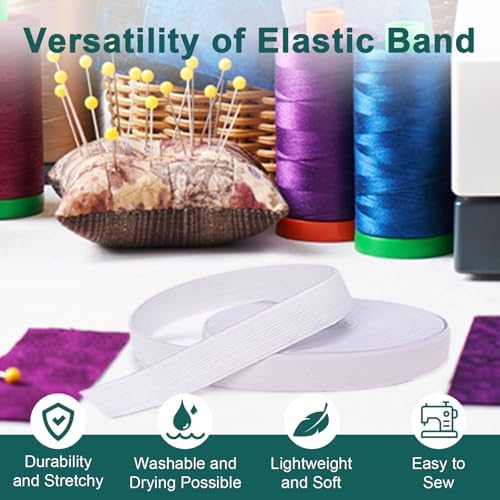 Airisoer Elastic Bands for Sewing 3/4 Inch x 32 Yards, White