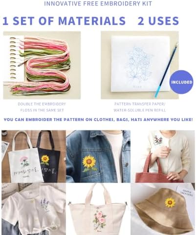 4 Pack Beginner Embroidery Kit for Adults with Tool & Instruction