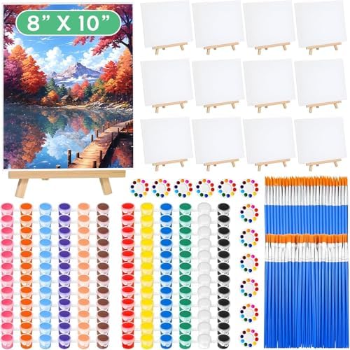 120pcs 8x10 Inch Painting Supplies Kit, 12 Colors Mini Acrylic Paint Set