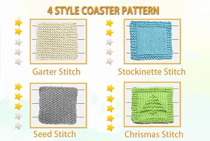 Kaaper Beginner Knitting Kit for Adults, Knit Dishcloth & Coaster Kit