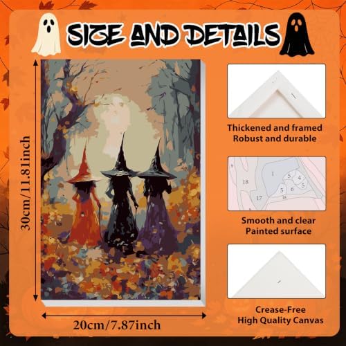 Halloween Paint by Numbers with Frame, Paint by Numbers for Adults 8x12 in