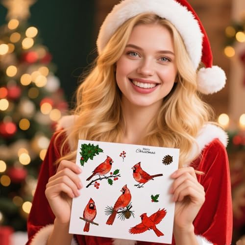 GLOBLELAND Christmas Cardinal Clear Stamps for Cards Making Winter Red Birds Transparent Stamp Mistletoe Silicone Stamps Seal for Christmas DIY Scrapbooking Photo Album Decor