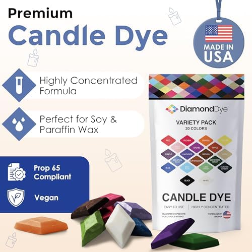 Candle Dye Chips Variety Pack, 20 Colors, Soy & Paraffin Candle Making