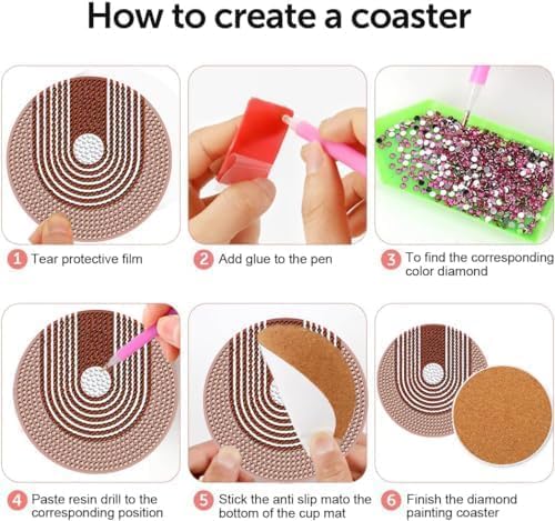 DOTSOPS 8 Pcs Landscape Diamond Painting Coasters with Holder for Beginners