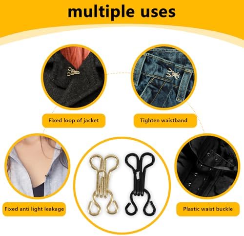 72 Pairs Hook and Eye Sewing Kit – Black and Gold Bra Hooks Replacement in Multiple Sizes, Ideal for DIY Clothing Repairs, Underwear Alteration, and Home Sewing, with Storage Box