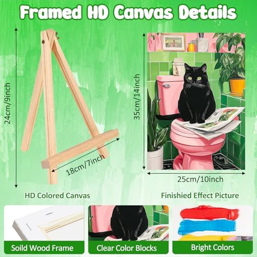 MAXBYE Paint By Numbers Kit for Adults with Frame and Wooden Easel, Black Cat Acrylic Simple Oil Painting Kits for Beginners, Gift Home Wall Garden Decor Any Festival 10×14 in
