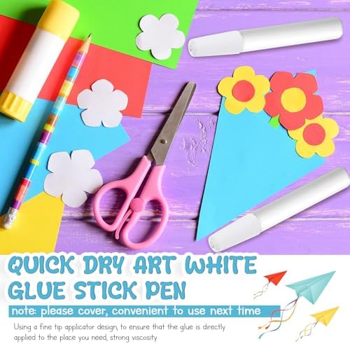 MotiMind 48 White Tacky Glue Pens Quick Dry, Mini Glue Bottles Bulk,White