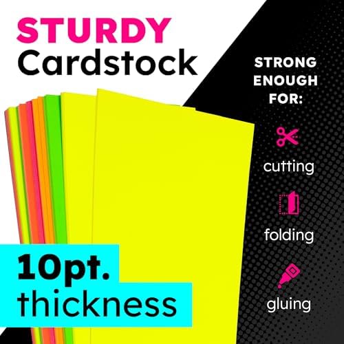 Hygloss Medium Poster Board 11x14 - 50 Assorted Neon Color Bulk Pack - 10 Pt. Thickness Colored Poster Board Paper for Projects, Signs, Displays - Posterboard Multipack 11" x 14"