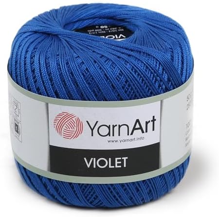 Yarn Art 1 Skein YarnArt Violet,100 Mercerized Cotton Yarn Threads Crochet Lace Hand Knitting Yarn Embroidery Arts Crafts (Saks Blue 4915)