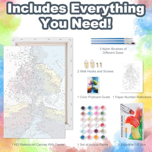 Tree of Life Framed Paint by Numbers Kit for Adults Beginner 8x12 inch