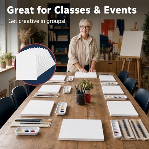 Artlicious Canvases for Painting 36 Packs - 8 x 10” Blank Canvas 100% Cotton Painting Canvas Panels for Acrylic, Oil & Watercolor Paint for Canvas Painting