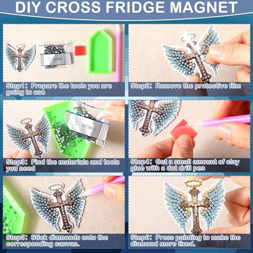 Motipuns 30 Pcs Diamond Magnets,Cross of Jesus,Dark Blue
