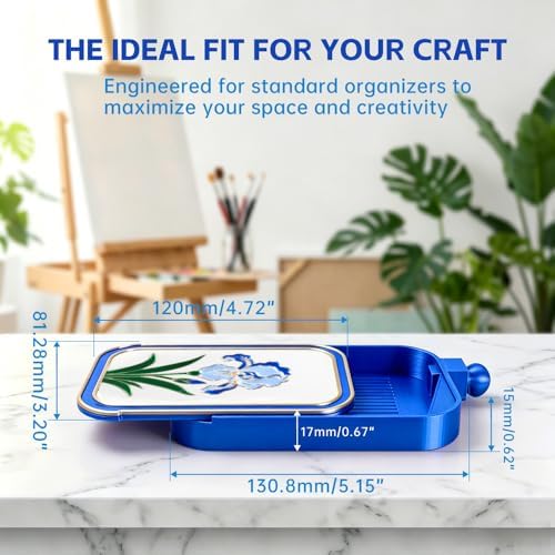 RaySoar 3D Printed Diamond Art Trays with Lids, High Edge Anti-Spill Rhinestone Tray with Exquisite Pattern for Diamond Art Accessories - Royal Blue
