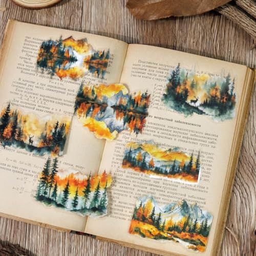 40 Pcs Aesthetic Nature Landscape Stickers for Junk Journaling