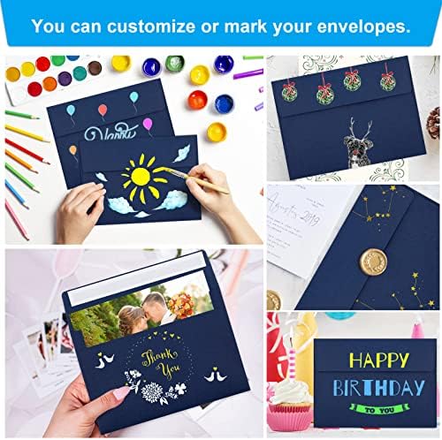 50 Packs 5x7 Envelopes A7 for Invitations, Printable Invitation Envelopes Self Seal for Weddings, Invitations, Photos, Greeting Cards, Mailing (Navy Blue)