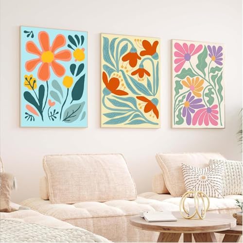 Clendo 6 Packs Paint by Numbers Kit for Adults, Easy Flowers Adult Paint by Number Kits on Canvas Without Frame, Abstract Floral Oil Painting for Home Decor Gift 8” W x 12”L