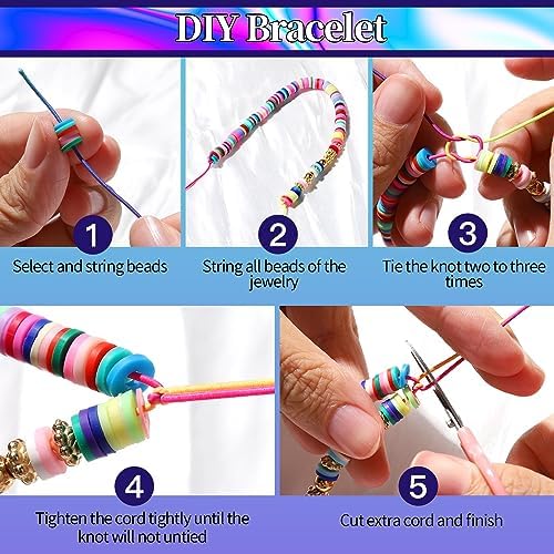 FANDAMEI 1mm Elastic String for Bracelets, Elastic Bracelets Beading Cord Stretchy Rainbow, Stretch Bead Cord for Jewelry Making, Sturdy Thread for Bracelet Necklace Crafts Christmas DIY Colorful