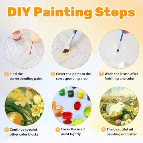 CRZMODE Easter Paint by Numbers Kit for Adults, Rabbit Paint by Numbers for Adults, Acrylic Painting Crafts for Home Decor Gift (16x16inch)