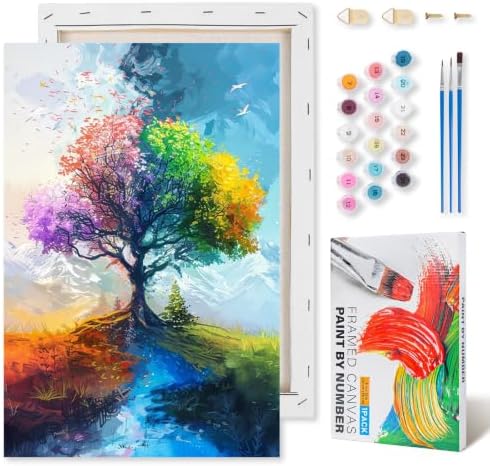 Tree of Life Framed Paint by Numbers Kit for Adults Beginner 8x12 inch