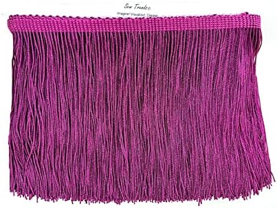 10 Yards of 4" Long Chainette Fringe Thread Yarn Tassel Trim Braid Fringe for Crafts Sewing and Decor-Dark Magenta