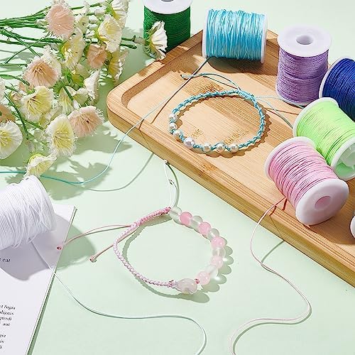 PH PandaHall 150 Yards 0.8mm Nylon Beading String for Bracelet, 15 Colors Chinese Knotting Cord Nylon Bracelet Thread Kumihimo Macrame Thread Cord for Friendship Bracelets Necklace Macrame Wind Chime