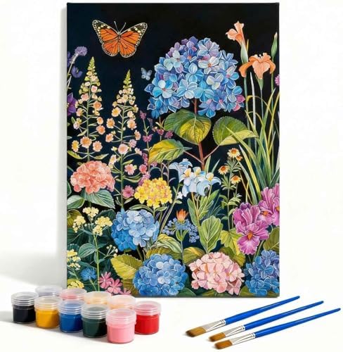 Amphol Paint by Numbers Kit for Adults - 16”x20” Bloom Garden DIY Paint by Numbers Kit for Beginners, Oil Flowers Painting Kit on Canvas Art for Home Wall Decor, Stress Relief with Acrylic Paint