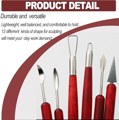 LINPHCEY 6-Piece Clay Sculpting Tools Set Perfect for Polymer Air Dry Modeling Clay Beginners & Professionals Ideal for DIY Pottery & Ceramics Tools for Clay Sculpting & Crafting