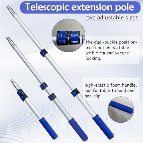 Paint Roller Kit 16PCS, 9&4 Inch Paint Roller with Adjustable 2-4FT Stainless Steel Extension Pole, Lint-Free Roller Covers, Paint Tray with 4 Liners, Roller Cleaner Tool, for Wall Ceiling Painting
