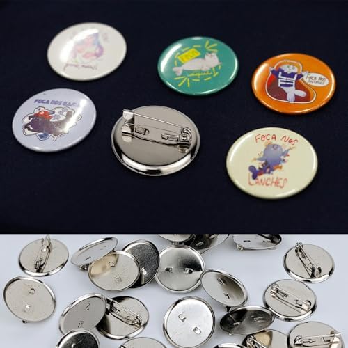 25 Pack Brooch Pins, 1 Inch Disk Pin, Blank Pins with Flat Trays for Crafts DIY Jewelry Making (Silver)