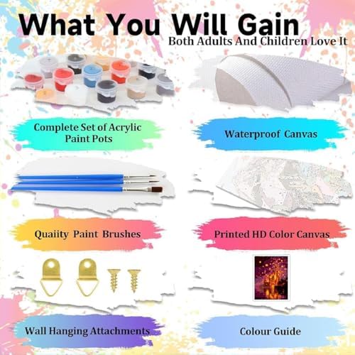 EIBEILI Magic Castle Paint by Numbers Kit for Adults Beginner,Lantern Adult Paint by Number Kits on Canvas,Easy Canvas Paint by Numbers for Adults for Home Wall Decoration 12 X 16 inch