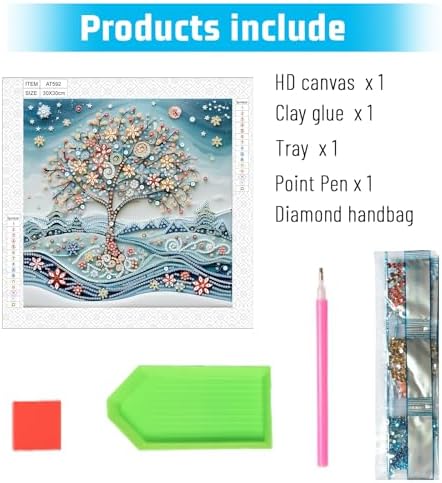 AiYuanzsh 5D Special Shape Diamond Art Kits for Beginners, Snowy Tree Diamond Painting Kits for Adults, Crystal Rhinestones Diamond Painting for Home Wall Decoration Gift 12×12 inch/30×30 cm