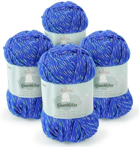 GentleBliss DK Acrylic Soft Baby Yarn, 4-Pack (880Yds/400G), Royal Blue
