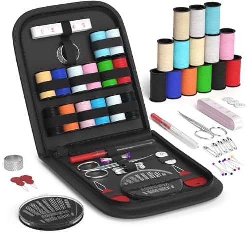 MIXCOOL Sewing Kit for Adults, Beginners, Needle and Thread Kit, Portable Sewing Supplies, Contains Thread, Scissor, Needles, Measuring Tape