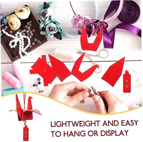 Garneck 1 Set Leather Craft Kit DIY Origami Crane Pendant for Car Home Party Decorations