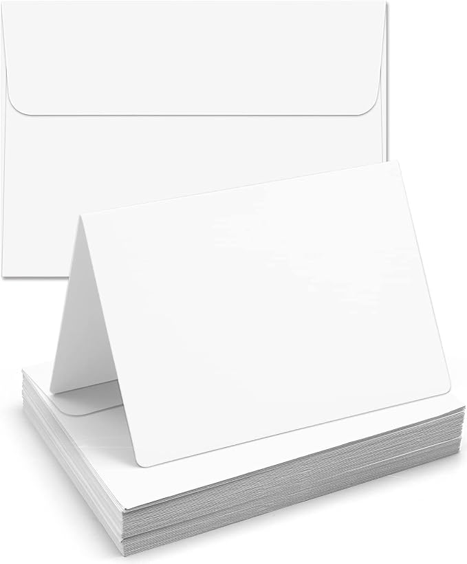 Blank-Cards-and-Envelopes 60 Pack - 5 x 7 Folded Cardstock with A7 White Envelopes-for-Invitation, Heavyweight Blank-Note-Cards-and-Envelopes Self Seal Printable for Greeting Party Birthday