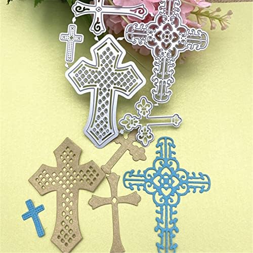 Scrapbooking Die-Cuts, Layer Frame Net Set Metal Cutting Dies for Card Making, Paper Craft Template, Background Embossing Stencils, DIY Album Décor (Five Crosses-11.4x12.5cm)