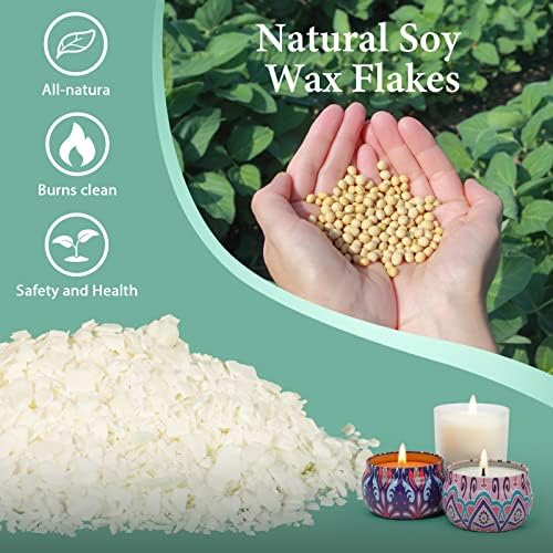 SAEUYVB Candle Making Kit with Melting Pot, 2lbs Natural Soy Wax, 20 PCS Candle Jars with Lids, Complete DIY Candle Making Supplies for Adults & Beginners