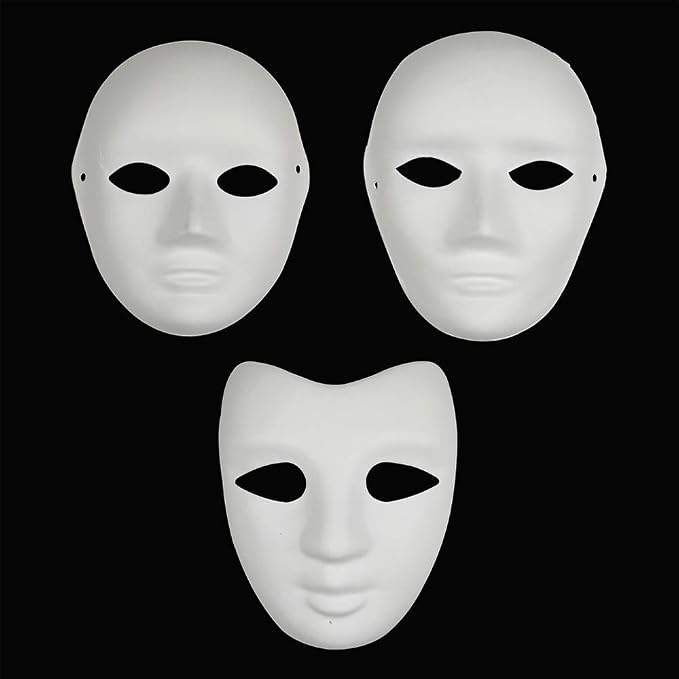 12Pcs Paper Mache Mask Blank Full FaceArt Masks for Mardi Gras Cosplay