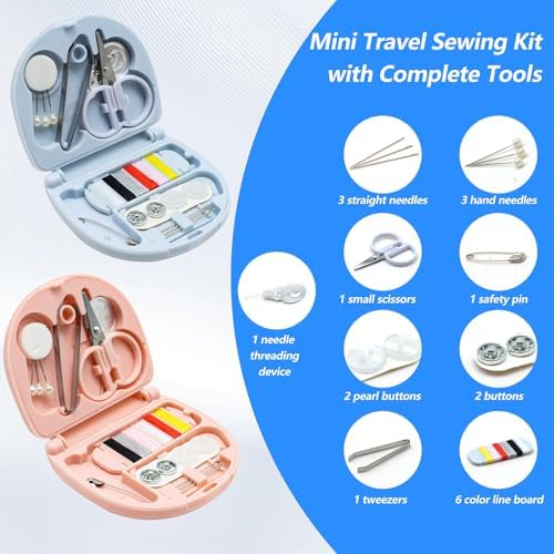 Yasdyri 4 PCS Mini Sewing Kit with Threads Scissors Hand Sewing Needles