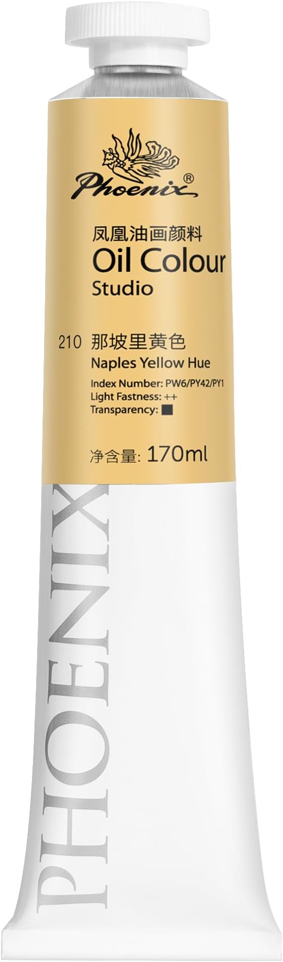 PHOENIX Naples Yellow Oil Paint - Studio Oil Paint Single Large Tube - 170ml / 5.75 Fl oz. Naples Yellow Hue 210