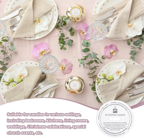 MECCANIXITY 30 Pcs Candle Dust Covers, 5.5cm/2.2" Round Printed Translucent Candles Drip Protectors Lid Accessories Candle Pattern for Craft Fragrance Making Jars Boxes Packaging