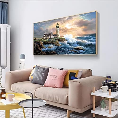 koemhxb Large Paint by Number for Adults(24x16 inch),Lighthouse Paint by Numbers Kits for Adults Beginner,Lighthouse Painting by Numbers for Home Wall Decor