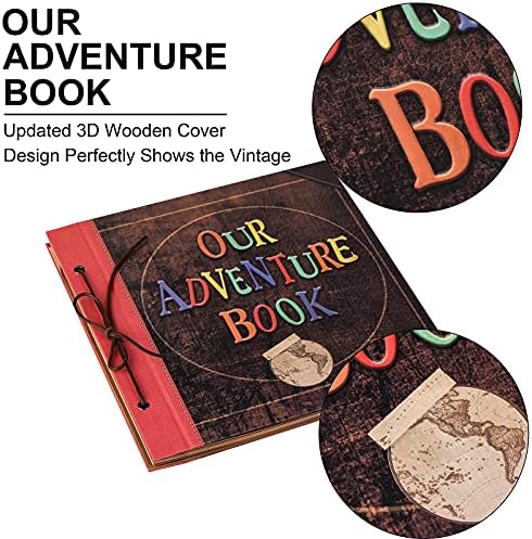 Scrapbook Photo Album, 12x12 Inch Our Adventure Book, 3D Embossed Words Hard Cover Movie Up Travel Album for Anniversary, Wedding, Baby Shower (Scrapbook-Letter)